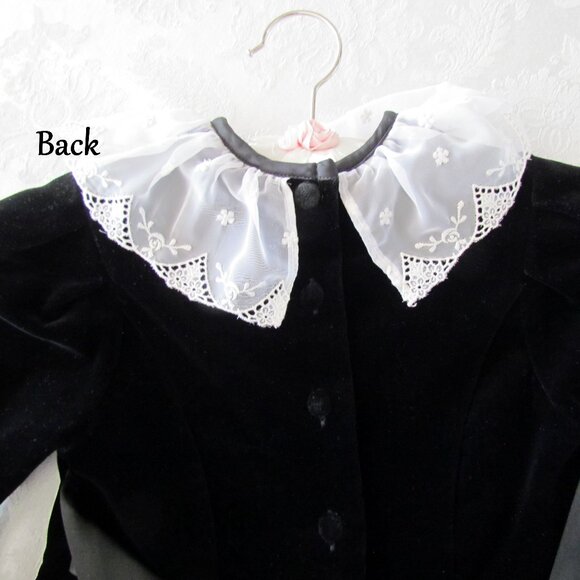 GIRL'S LAURA ASHLEY BLACK VELVET DRESS, 3-4 YEARS w LACE COLLAR; MOTHER & CHILD - Picture 4 of 8